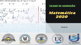 Exame de Admissão de Matemática UP UniRovuma UniLicungo Unipúnguè e UniSave 2020 Rápido e Fácil [upl. by Yelrebmik]