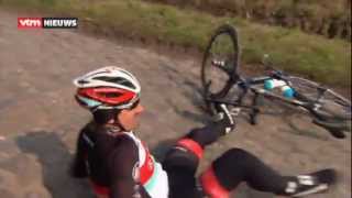 Crash Fabian Cancellara during 2013 ParisRoubaix reconnaissance [upl. by Inavoig]