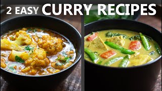 2 Easy Curry Recipes for a Vegetarian and Vegan Diet  Easy Vegan Recipes [upl. by Eidok211]