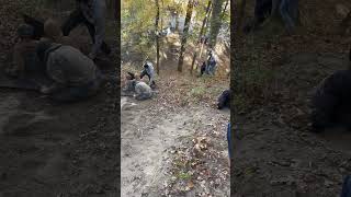 Kids sledding down Ironman Hill motorsport motocross motorracing tumble [upl. by Hahn]