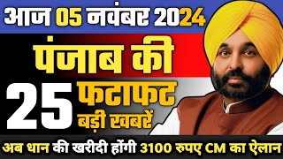 Big News of Punjab 5 November 2024  Punjab News Today Today Breaking News Punjab CM Bhagwant Mann [upl. by Eelak]