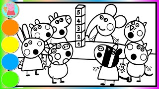 Coloring Peppa Pig and Friends Playing Blocks Game  Peppa Pig Coloring Page for Toddlers [upl. by Hamilton]