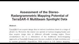 Assessment of the Stereo Radargrammetric Mapping Potential of TerraSAR X Multibeam Spotlight Data [upl. by Filomena340]