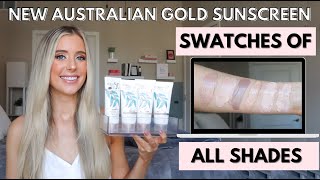 New Australian Gold Botanical Tinted Face Sunscreen SPF 50 Comparison Review  Shade Swatches [upl. by Akeemat425]