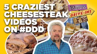 Top 5 Craziest DDD Cheesesteak Videos of All Time  Diners DriveIns and Dives  Food Network [upl. by Burta227]