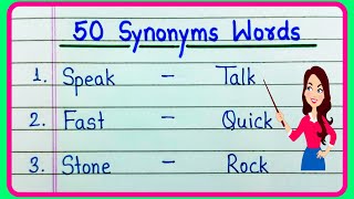 50 Synonyms words in English  What is Synonyms of  Common Synonym Words  Useful Synonyms Words 50 [upl. by Ahsia]