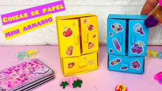 como fazer mini armário de papel com dobraduras mini armário escolar origami 💛💙 [upl. by Ydnik]