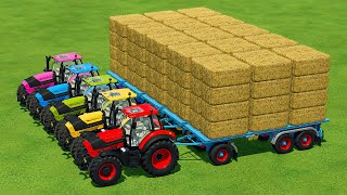 MAKING STRAW BALES AND TRANSPORT THEM WITH DEUTZ FAHR TRACTORS  Farming Simulator 22 [upl. by Ylreveb544]