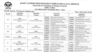 RGPV 6th semester Time Table jaldi dekho 😲  RGPV Big Update [upl. by Friederike]