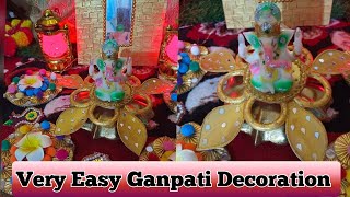 Ganpati decoration ideas for home Easy Ganpati Decoration ideasGanesh chaturthi decoration at home [upl. by Faus68]