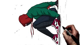 How To Draw Miles Morales Leap of Faith Step By Step  Into The Spiderverse [upl. by Reseda567]