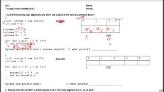 Java Tracing Arrays Worksheet 1 [upl. by Aigneis373]