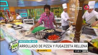 Receta de hoy arrollado de pizza y fugazzeta rellena [upl. by Ellenrad]