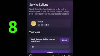 Survive College  TapSwap Video Code  5 November TapSwap Youtube Video Code  Survive College [upl. by Normie]