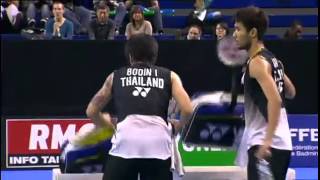 French Open 2012  Lee Yong Dae  Ko Sung Hyun vs Issara Bodin  Jongjit Maneepong [upl. by Suirtimed]