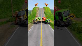 Mixer Truck Vs Log Trap । Car Crash Short Video I Cars Vs Crash 07  BeamNG Drive shorts beamng [upl. by Claiborne48]