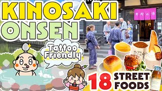 Kinosaki Onsen Japan Street Food Travel Vlog  Tattoo Friendly Onsen [upl. by Bikales406]