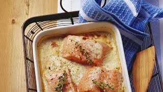 Recette  Pavés de saumon gratinés au four faciles [upl. by Darcia]