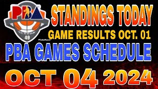 PBA Standings today as of October 1 2024  Pba Game results  Pba schedules October 4 2024 [upl. by Rosco868]