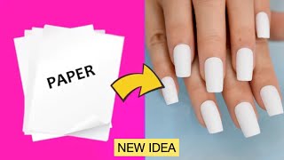 HOW TO MAKE FAKE NAILS FROM PAPER at home STRONG METHOD  5 Minute Crafts [upl. by Jenica311]