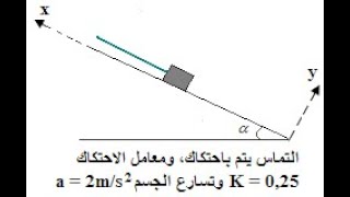 تمرين تطبيقي حركة جسم صلب فوق مستوى مائل باحتكاك [upl. by Jowett339]