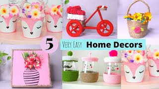 5 Home Decor Crafts Very Easy Room Decors and Organizers Crafts [upl. by Ahsehat]