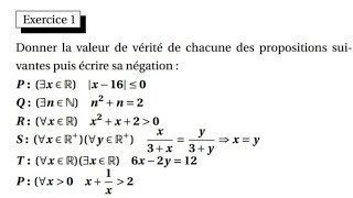 la logique exercice 1 la valeur de vérité et la négation dune proposition 1bac SEX et SM [upl. by Leftwich323]