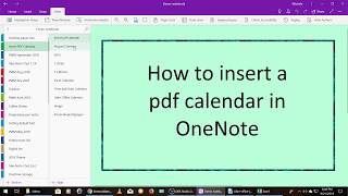 Create and Insert a PDF Calendar into OneNote [upl. by Argella959]