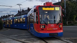 Sheffield SuperTram 105 From Middlewood To Meadowhall [upl. by Eugenio]