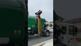 Amrep picks up overfilled trash can spills and redumps trashtruck garbagetruckfail amrep [upl. by Sankaran]