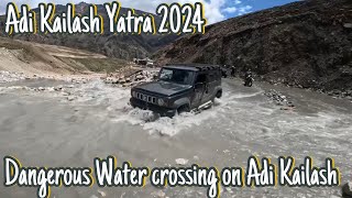 Dangerous Water crossing of Ganesh Nala  42 car and motorcycle stuck  Gunji to Adi Kailash Route [upl. by Orecic]