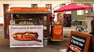 Italian makes Pizza Sandwiches on selfmade Trailer  Street Food Berlin Germany [upl. by Ikey412]