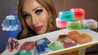 ASMR  Edible Crystal Candy Crystallicious 2024 ULTRA CRUNCHY ❤️🎆💙 mukbang eating sounds [upl. by Ahsienaj]