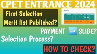 CPET FIRST SELECTION MERIT LIST PUBLISHED 2024  How to check pg merit list  Selection Process [upl. by Atsirhcal]