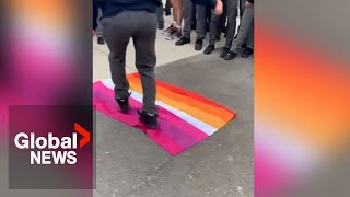 Pride flag controversy Student walkout turns hostile at Catholic high school in Ontario [upl. by Adekram]