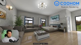 Realistic Interior Render in CooHom Tutorial for Beginners in Hindi coohom [upl. by Airitac]