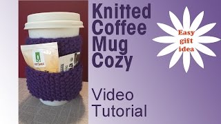 Knitted Coffee Mug Cozy  Easy Holiday DIY Gifts [upl. by Nawud815]