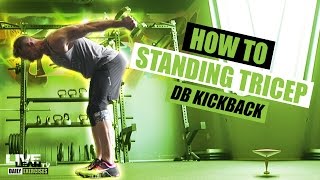 How To Do A Standing Tricep Dumbbell Kickback  Exercise Demonstration Video and Guide [upl. by Kcirtemed943]