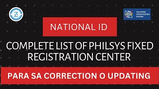 NEW UPDATE COMPLETE LIST OF PHILSYS FIXED REGISTRATION CENTER CORRECTION OF NATIONAL ID [upl. by Annaid]