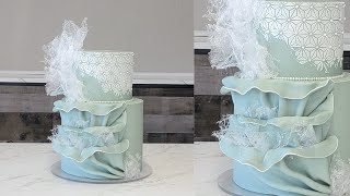 Modern Art Inspired Abstract Pleated Petal Cake  Minimal Stenciling  Cake Decorating Tutorial [upl. by Gradeigh]