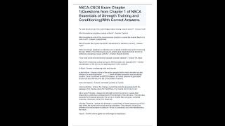 NSCA CSCS Exam Chapter 1Questions from Chapter 1 of NSCA Essentials of Strength Training and Conditi [upl. by Champagne851]