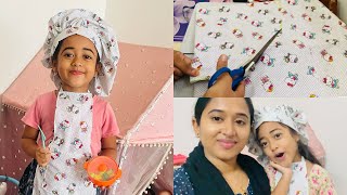 Apron and chef cap stitching for kids 👩🏻‍🍳 my first stitching video 🤍 malutty shahana stitching [upl. by Bob35]