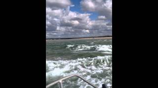 Noosa Bar Crossing Return from Offshore at Low Tide in a Clark Boat [upl. by Ativel]