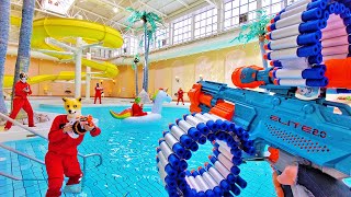 Nerf War  Water Park amp SPA Battle Nerf First Person Shooter [upl. by Koloski988]