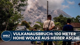 VULKANAUSBRUCH in Indonesien Vulkan Merapi spuckt heißes Gestein Gas und Lava [upl. by Marleah464]