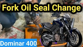 How To Change Fork Oil Seal In Dominar 400Full Details Malayalam [upl. by Ahseyt]