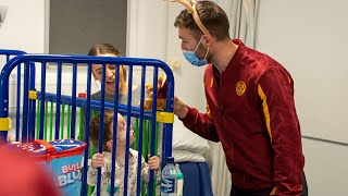 Spreading the festive cheer  Motherwell players visit childrens ward in Wishaw Hospital [upl. by Maurilla]