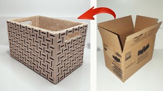 WHY BUY EXPENSIVE BASKETS IN STORES WHEN YOU CAN MAKE IT YOURSELF  CARDBOARD CRAFT  DIY [upl. by Mychal]