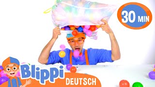 🍡 Farben lernen mit bunten Bällen und Fahrzeugen🍡  Blippi  Moonbug Kids Deutsch [upl. by Biel]