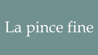 How to Pronounce La pince fine The fine pliers Correctly in French [upl. by Noir]